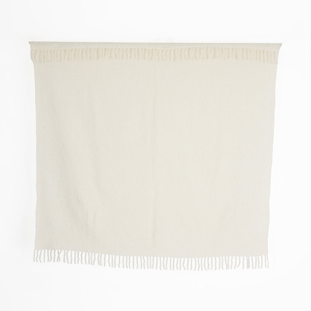 Handloomed Alpaca Bouclé Throw Blanket | Ivory | Made in Peru
