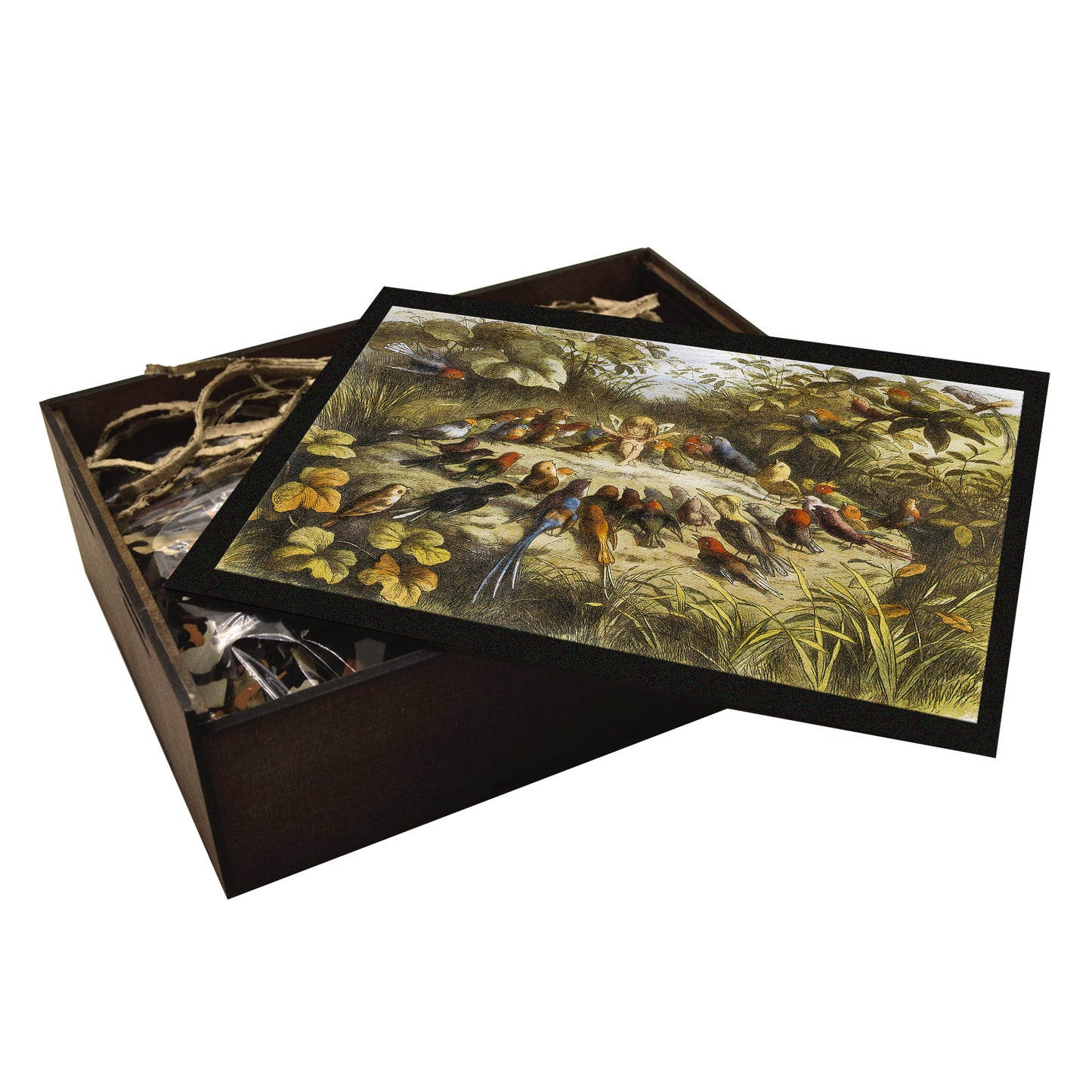 A beautifully detailed Victorian-era wooden jigsaw puzzle featuring Doyle’s Fairy Land, depicting Queen Mab surrounded by fairies, elves, and goblins in a lush, enchanted landscape. A must-have for fantasy and mythology lovers.
