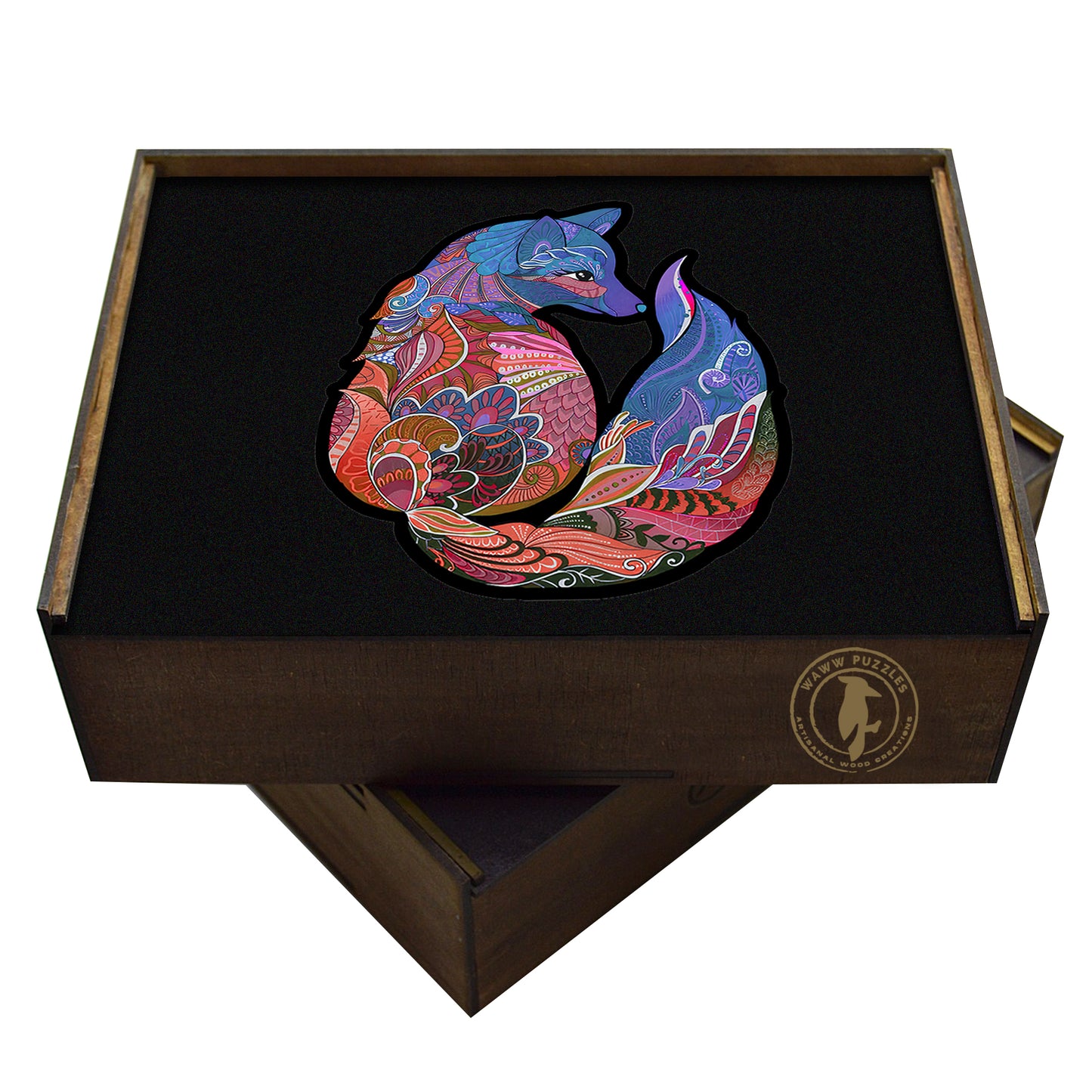 Fox Wooden Jigsaw Puzzle – 23" Whimsies Edition | Animal Totem Art
