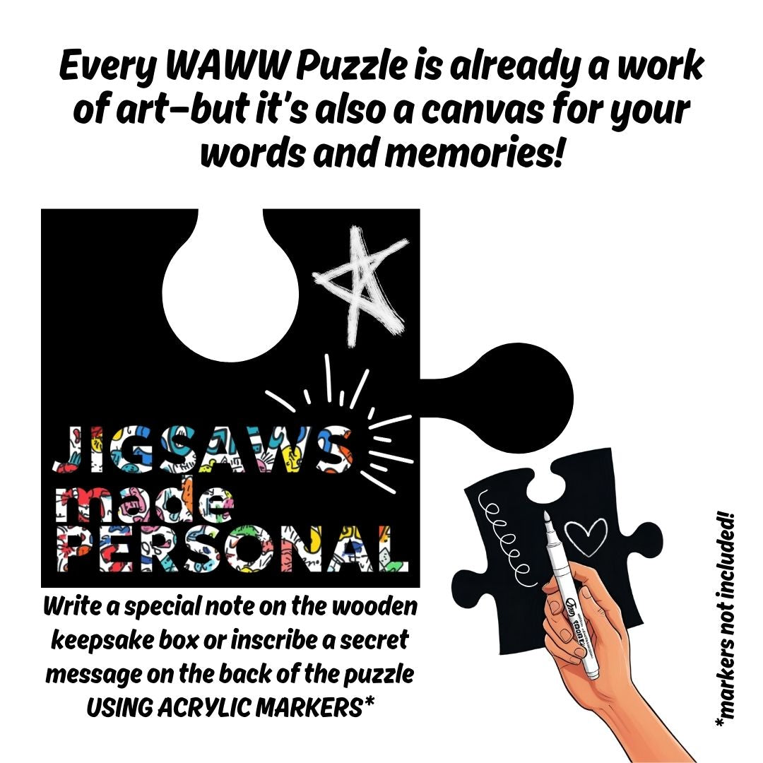 wooden jigsaw puzzles and box you can write on and colour on by waww puzzles