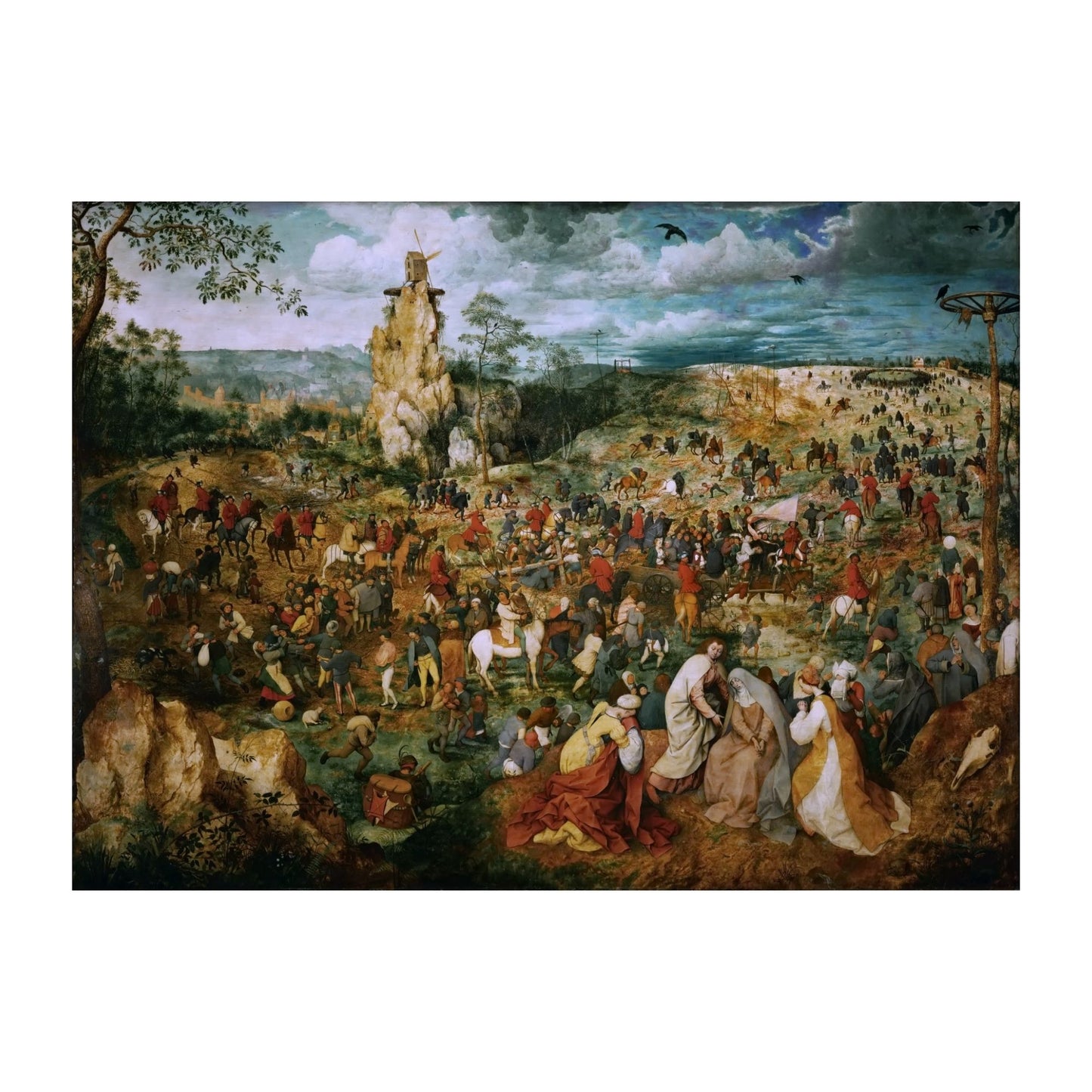 Wooden jigsaw puzzle of Bruegel's 'Procession to Calvary' (1564) - detailed Flemish Renaissance masterpiece with biblical scene