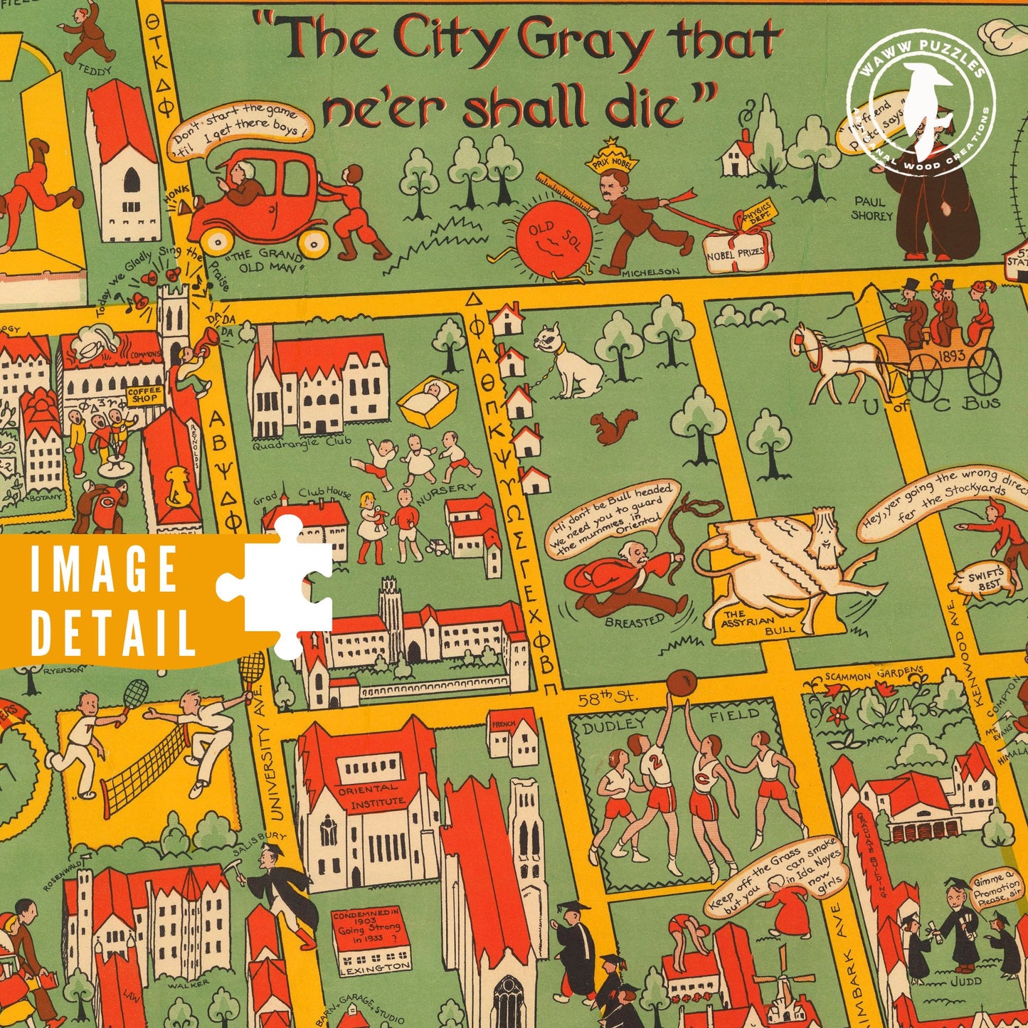 Vintage 1933 University of Chicago Map | Wooden Jigsaw Puzzle