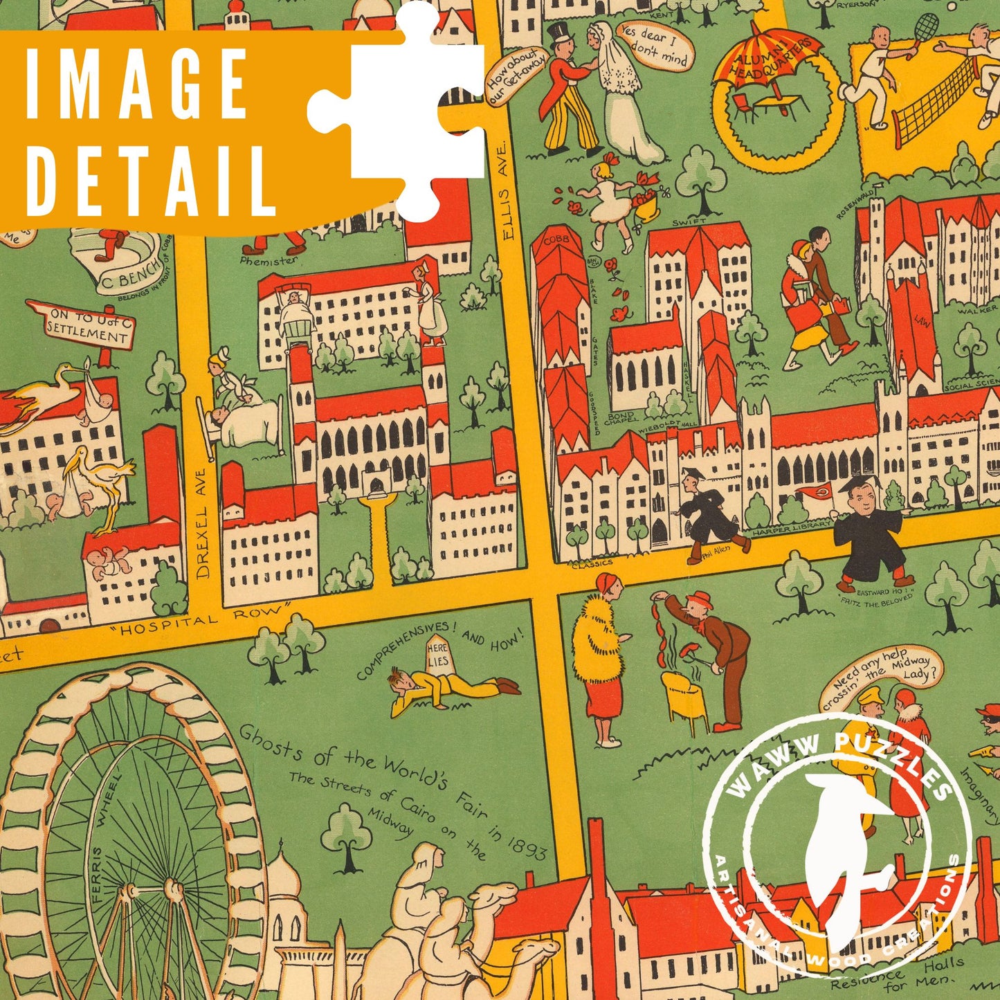 Vintage 1933 University of Chicago Map | Wooden Jigsaw Puzzle
