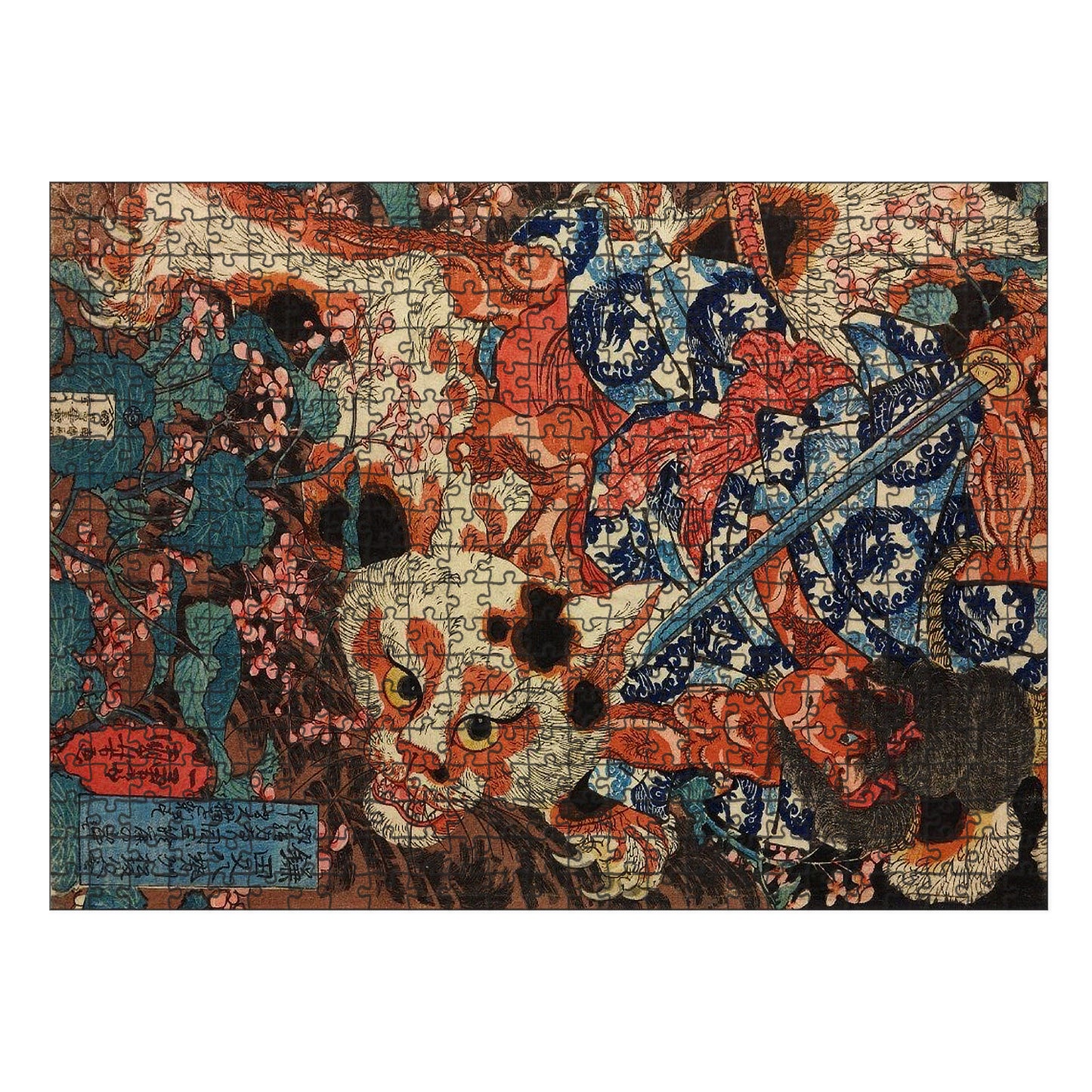 Japanese woodblock print wooden puzzles. Ukiyo-e Masterpiece in a Wooden Jigsaw Puzzle.