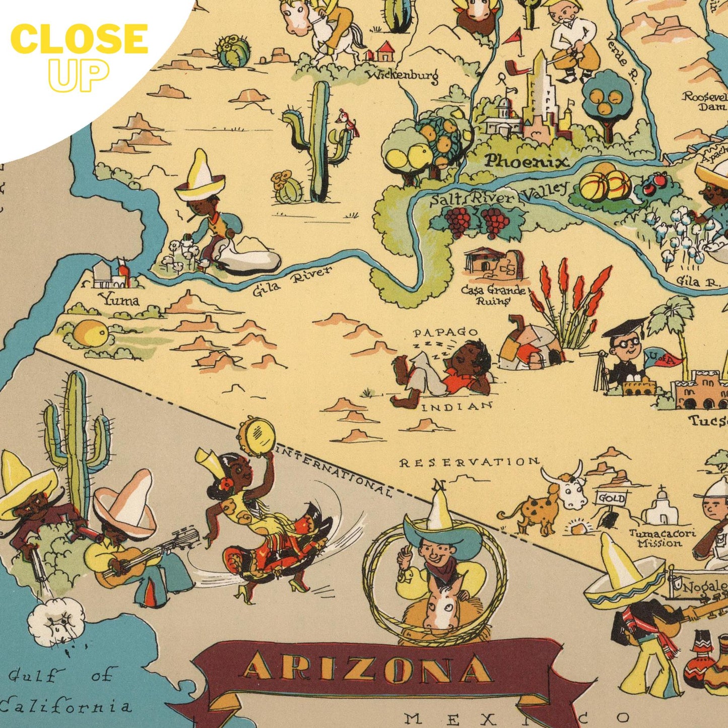ARIZONA AZ State Wooden Puzzle | Vintage Pictorial Map | Adult Jigsaw Puzzles