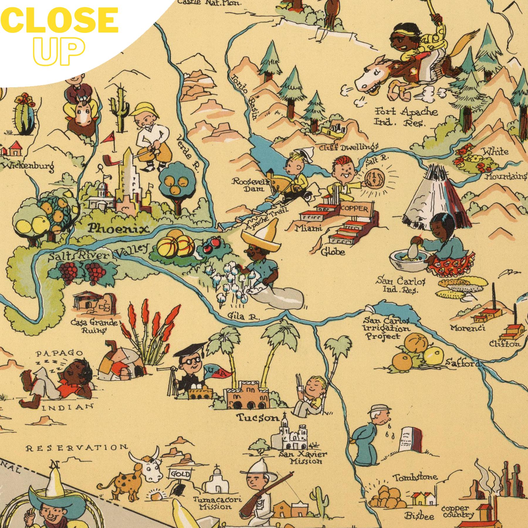 ARIZONA AZ State Wooden Puzzle | Vintage Pictorial Map | Adult Jigsaw Puzzles