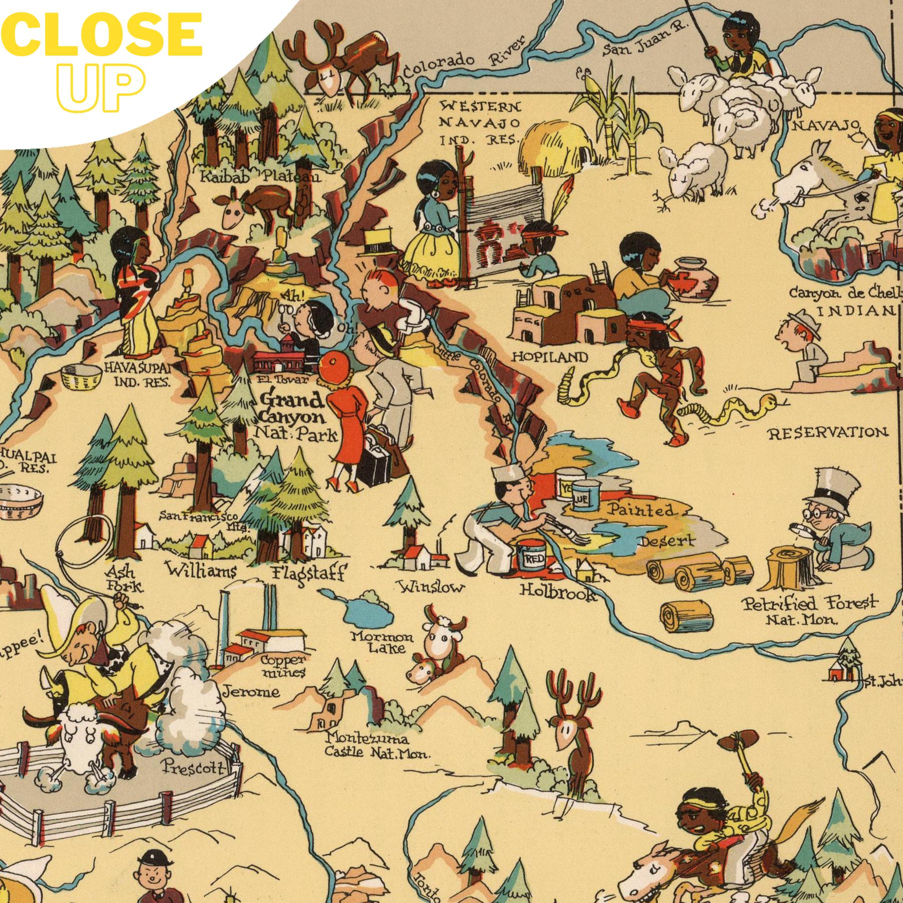 ARIZONA AZ State Wooden Puzzle | Vintage Pictorial Map | Adult Jigsaw Puzzles