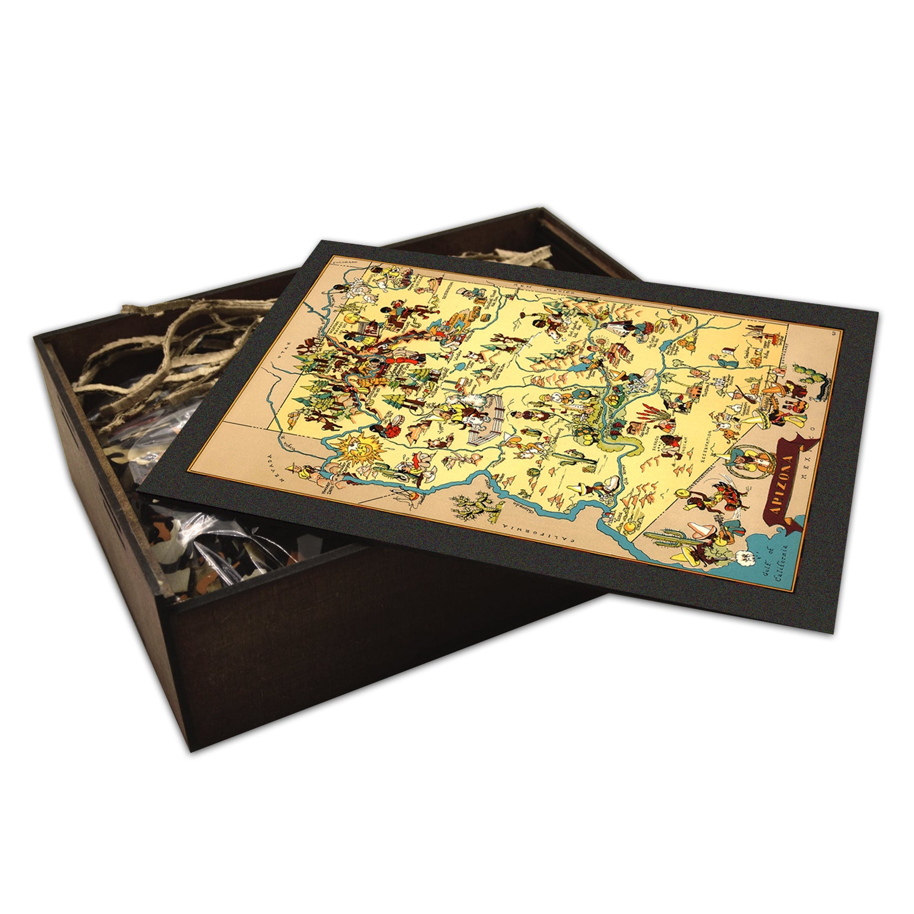 ARIZONA AZ State Wooden Puzzle | Vintage Pictorial Map | Adult Jigsaw Puzzles