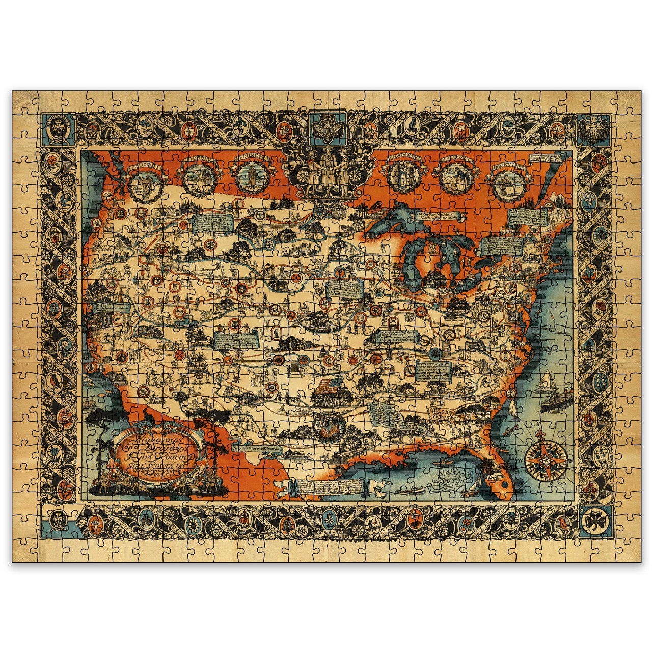 Girls SCOUTS Wooden Puzzle | Vintage art | Highways and byways of Girl Scouting