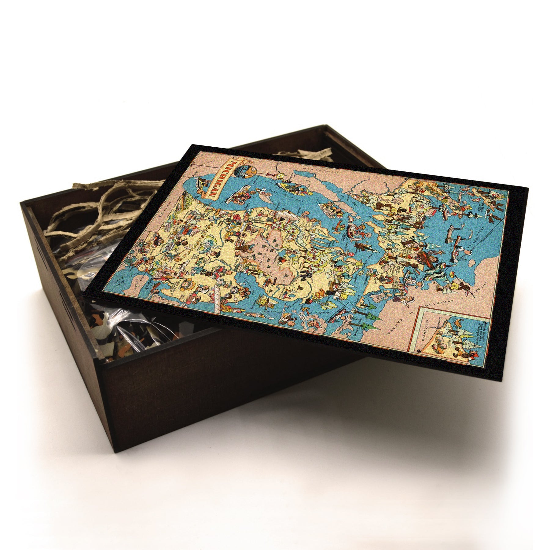 MICHIGAN Wooden Puzzle | Vintage Pictorial Map | Adult Jigsaw Puzzles
