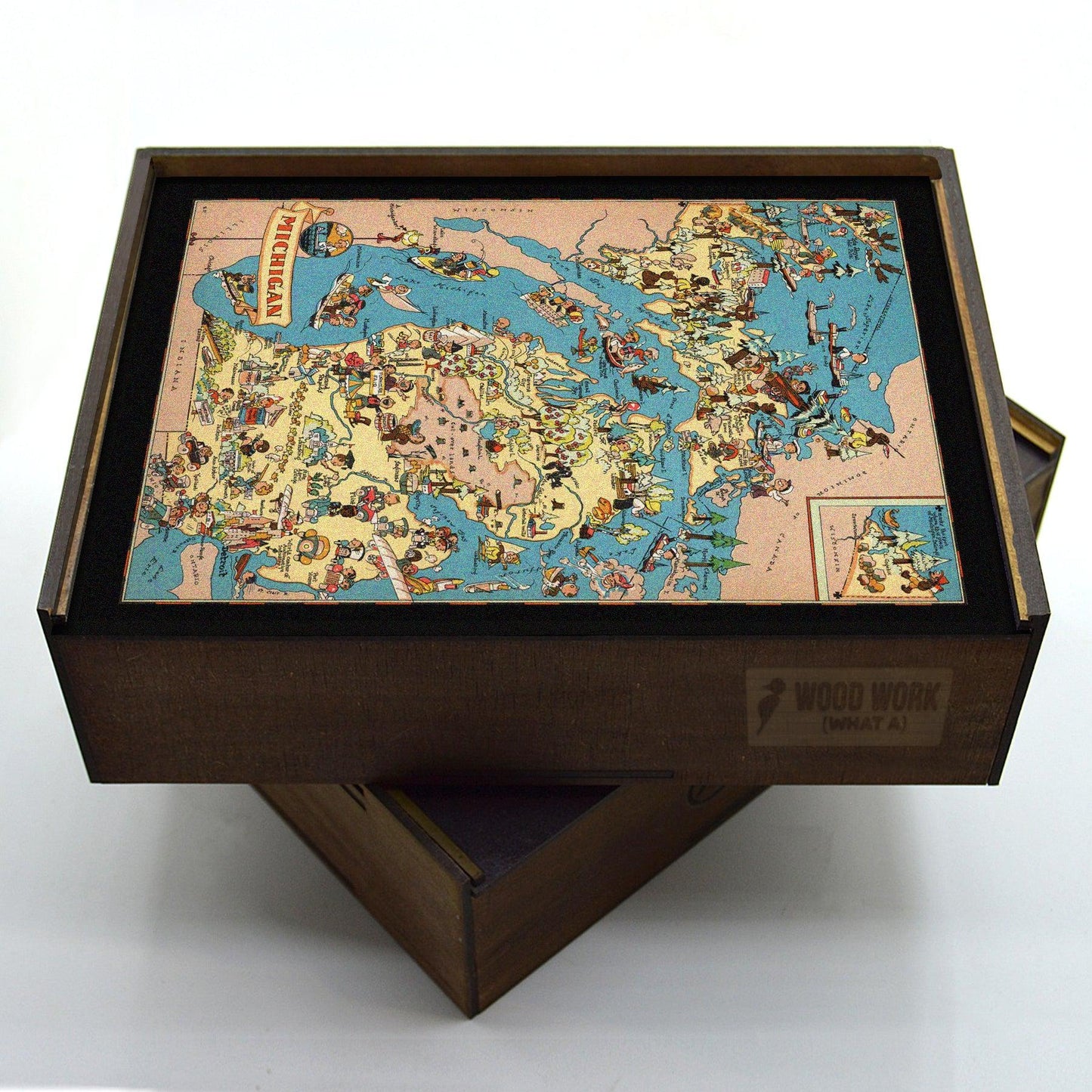 MICHIGAN Wooden Puzzle | Vintage Pictorial Map | Adult Jigsaw Puzzles