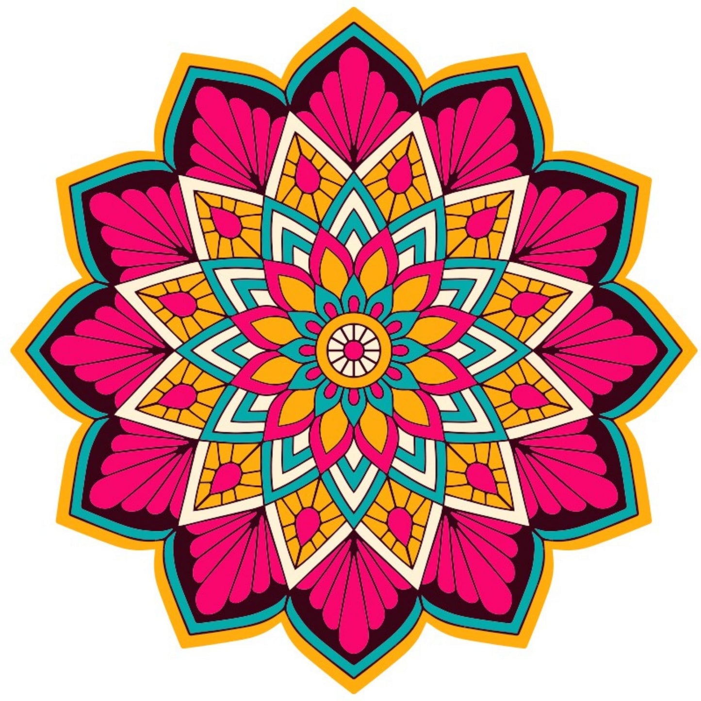 colorful mandala wooden jigsaw puzzle with a geometrical design.