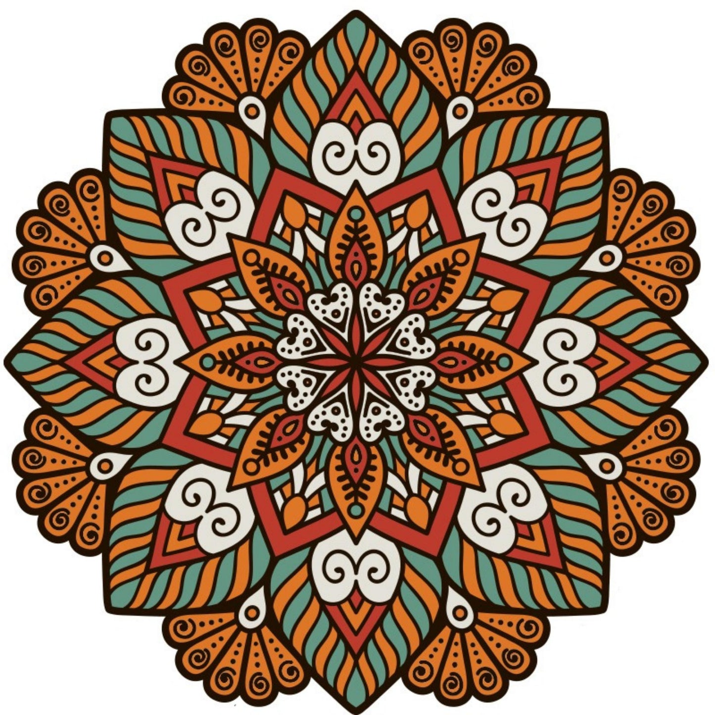 colorful mandala wooden jigsaw puzzle with a geometrical design.