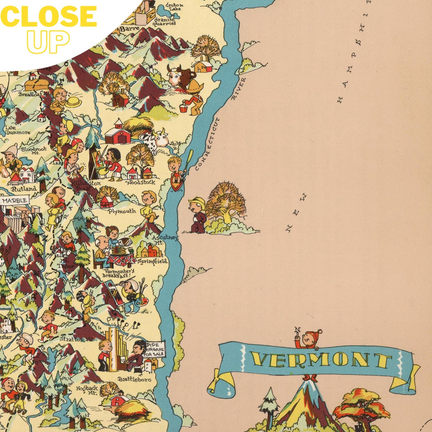 VERMONT Wooden Puzzle | Vintage Pictorial Map | Adult Jigsaw Puzzles