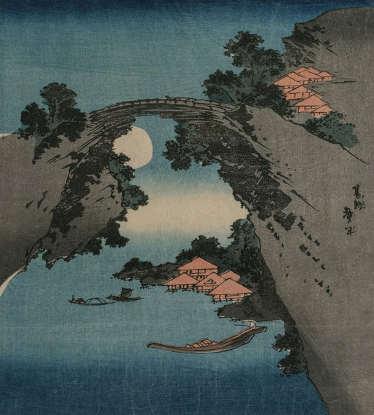 a painting of a bridge over a body of water