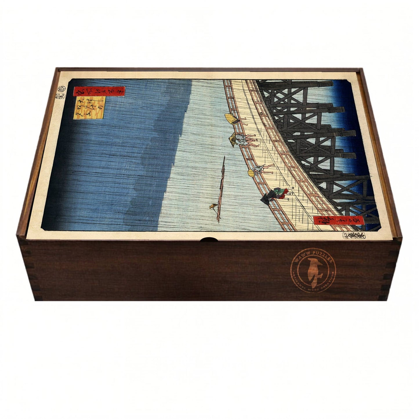 Hiroshige Wooden Puzzle – Classic Ukiyo-e Print  "Sudden Shower Over Shin-Ohashi Bridge"