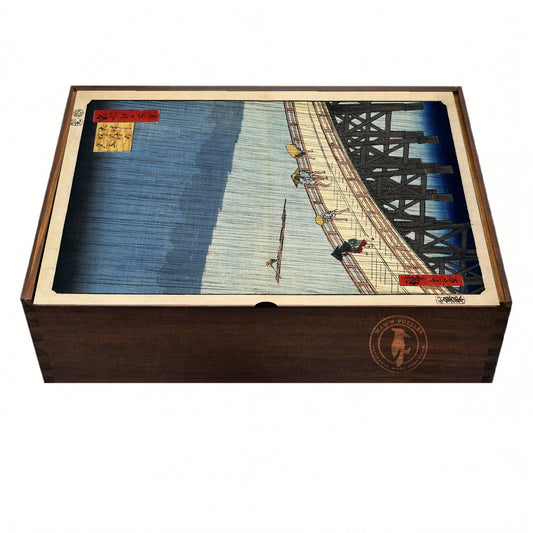 Hiroshige Wooden Puzzle – Classic Ukiyo-e Print  "Sudden Shower Over Shin-Ohashi Bridge"