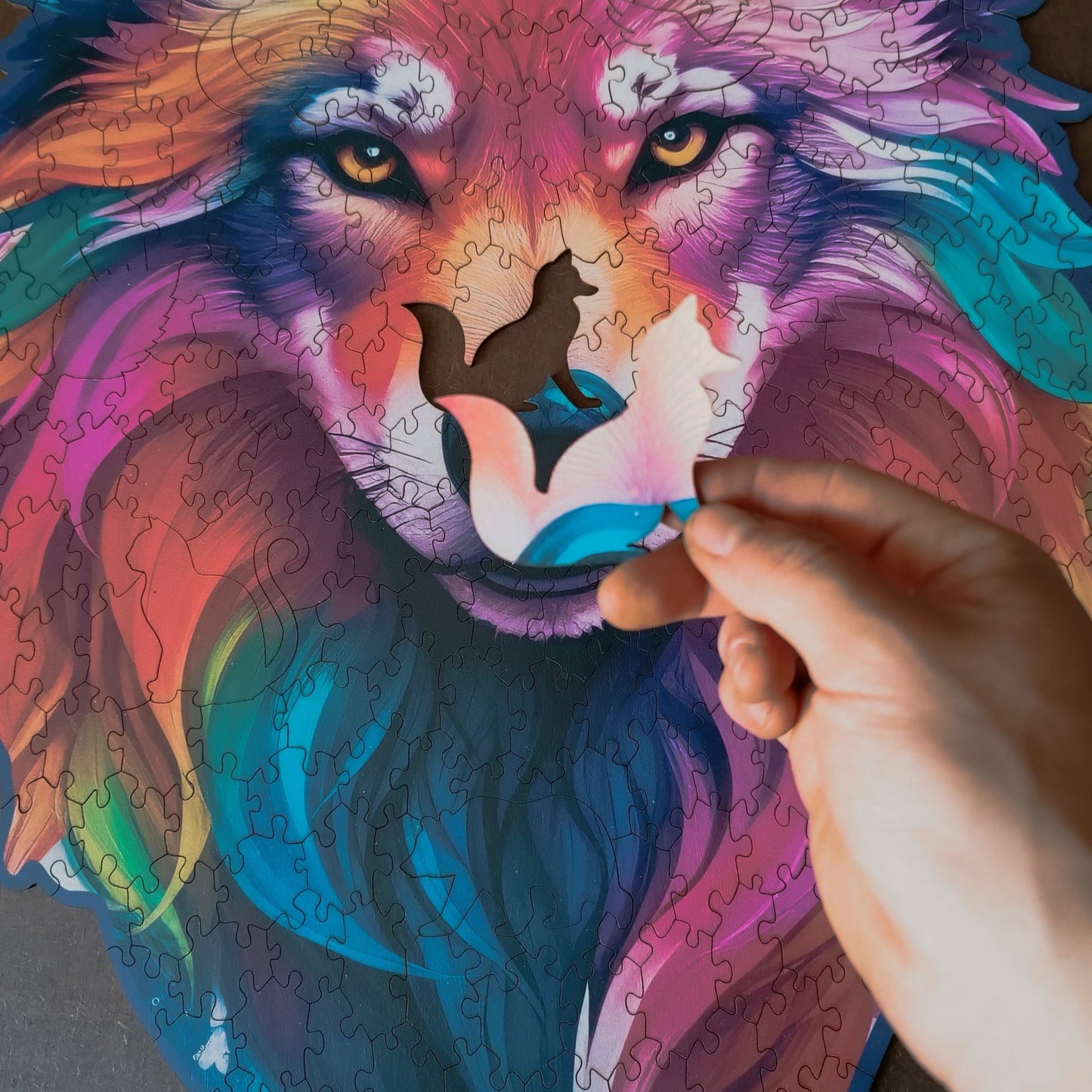 Wolf Colors Wooden Jigsaw Puzzle – 23" Whimsies Edition | Animal Totem Art