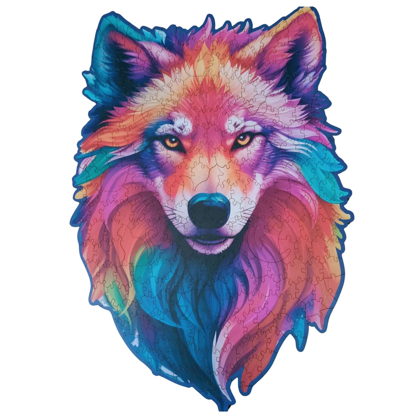 Wolf Colors Wooden Jigsaw Puzzle – 23" Whimsies Edition | Animal Totem Art