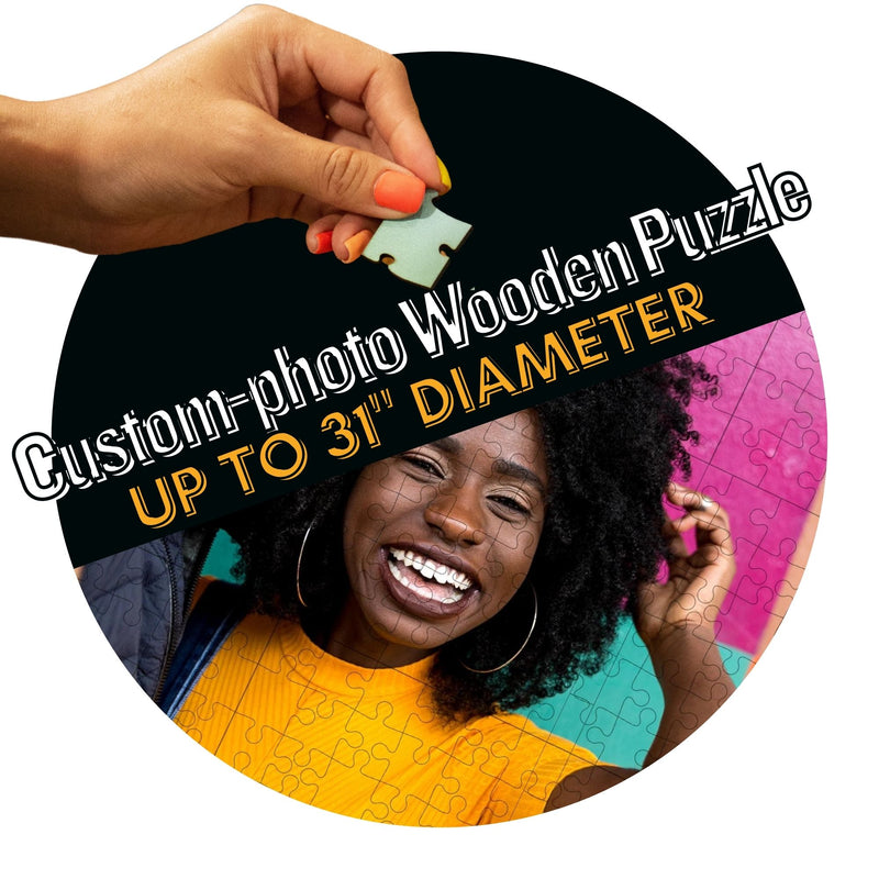 Personalized ROUND wooden puzzle, up to 1000 pieces!