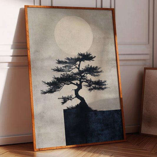 Zen Bonsai Tree Art – Minimalist Japanese Wall Print