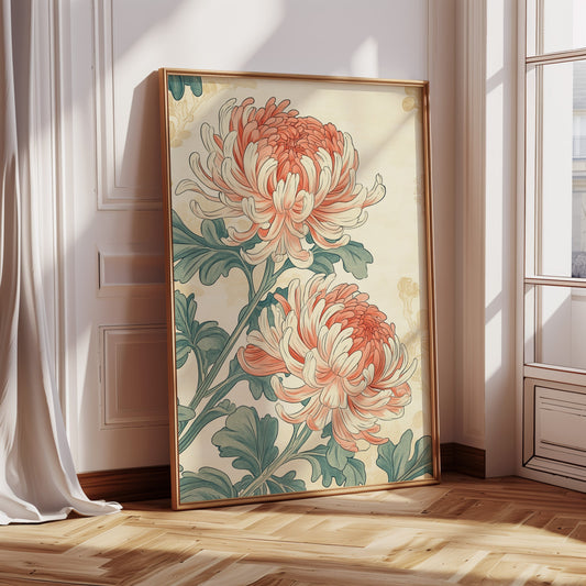 Japanese Chrysanthemum Art Print – Vintage Botanical Floral Wall Decor