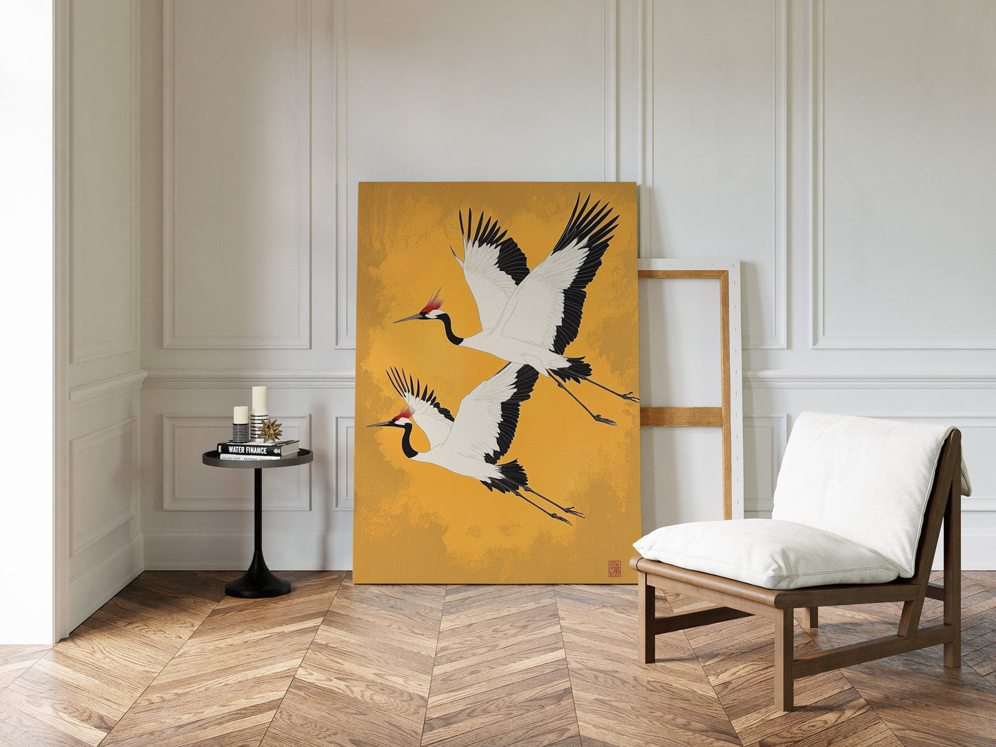 Japanese Red-Crowned Cranes – Elegant Minimalist Wall Art