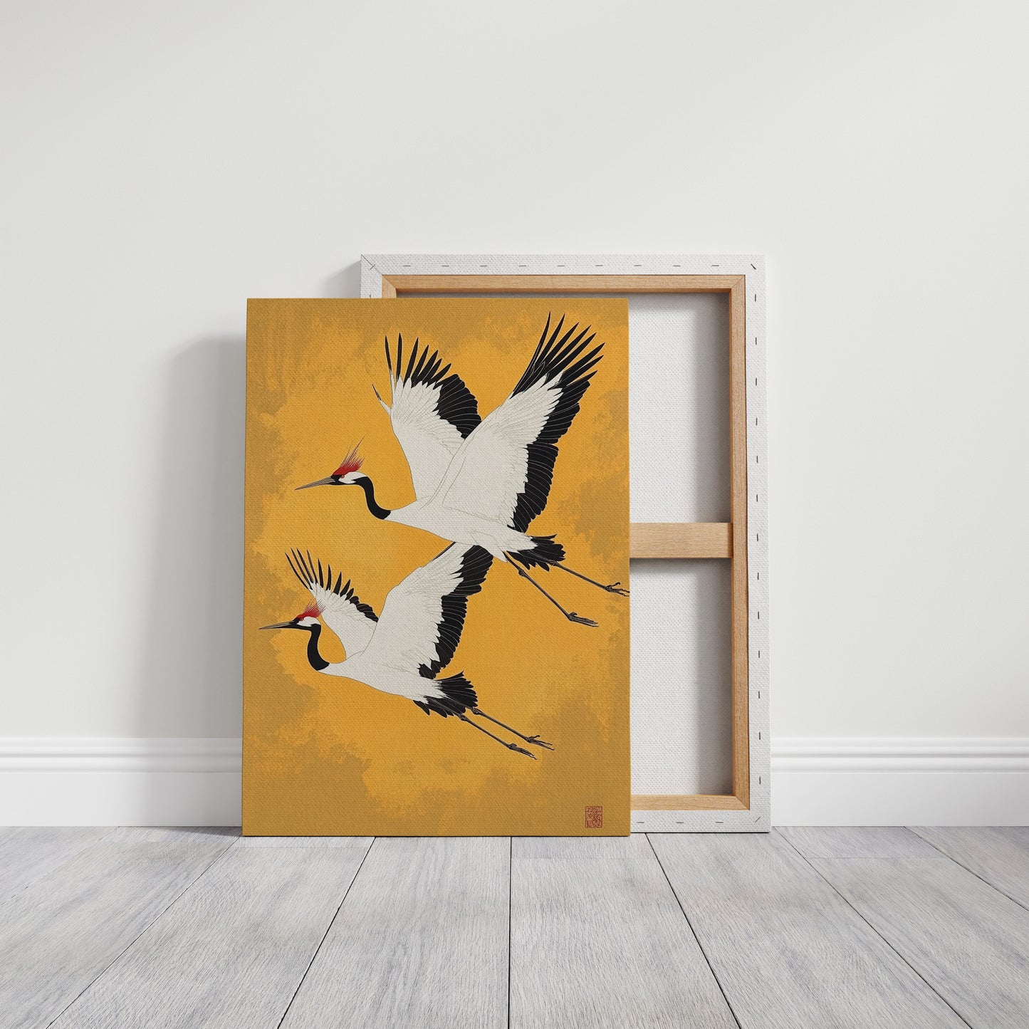 Japanese Red-Crowned Cranes – Elegant Minimalist Wall Art
