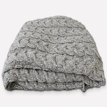 Handloomed Peruvian Pima Cotton & Undyed Baby Alpaca Graphite Cable Throw Blanket - Muru Collection