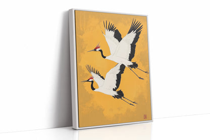Japanese Red-Crowned Cranes – Elegant Minimalist Wall Art