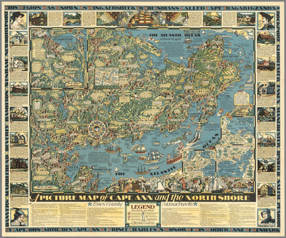 Vintage Cape Ann North Shore COMPLETE Map | Wooden Jigsaw Puzzle | Essex County Massachusetts