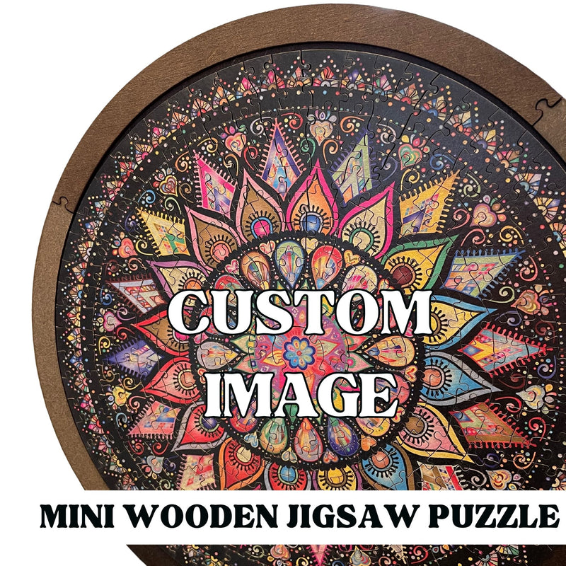 MINI CUSTOM-PHOTO Wooden Puzzle + jigsaw puzzle board | 11" Diameter