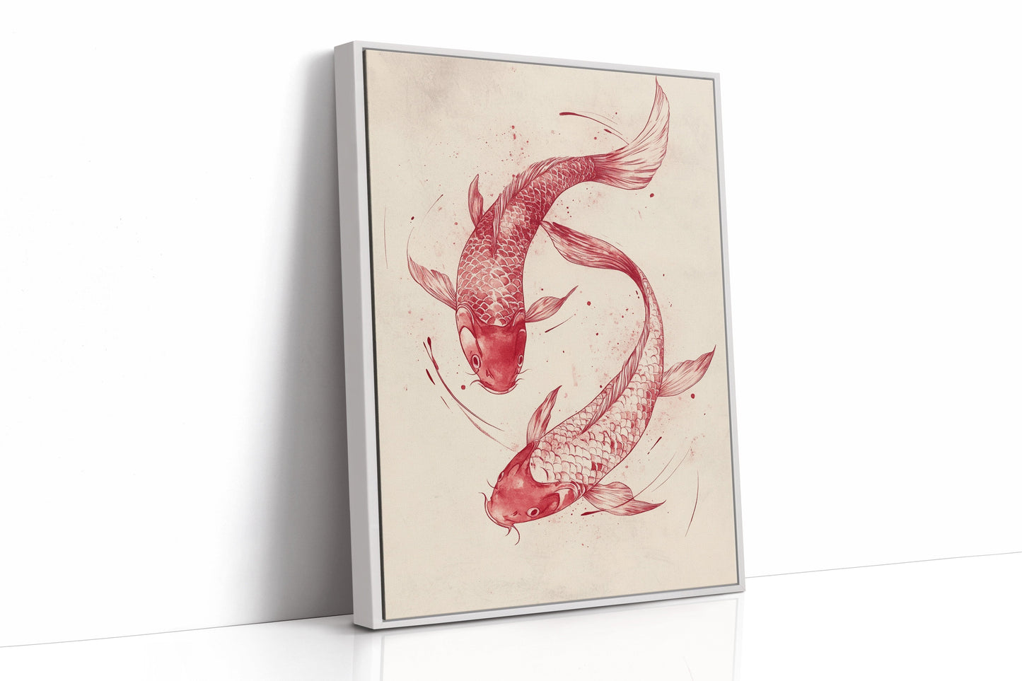 Koi Fish Wall Art – Minimalist Japanese Ink Print, Zen Decor