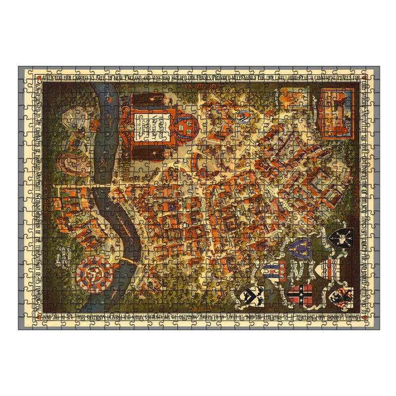 Harvard University Wooden Puzzle  | Radcliffe College Vintage Pictorial Map | Adult Jigsaw