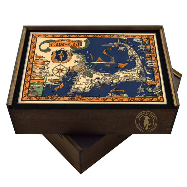 CAPE COD VINTAGE | Wooden Puzzle | Adult Jigsaw | Map Collector gift
