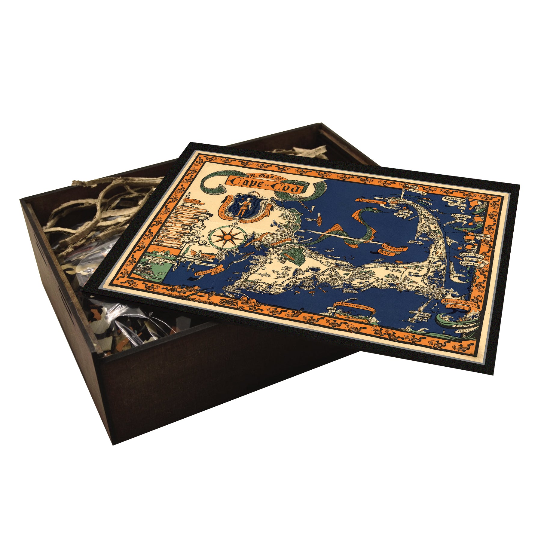 Illustrated map of CAPE COD with historical landmarks | Wooden Puzzle – WAWW Puzzles Illustrated map of CAPE COD with historical landmarks | Wooden Puzzle – WAWW Puzzles