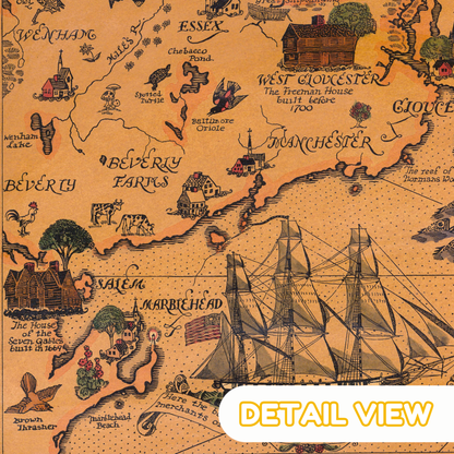 Cape Ann & North Shore Vintage 1927 Map Puzzle – Wooden Maritime