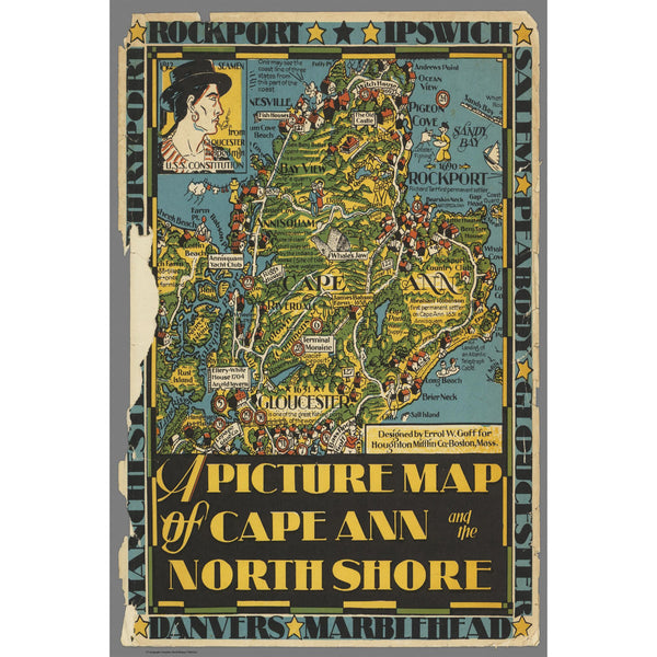 Vintage Cape Ann North Shore COVER Map | Wooden Jigsaw Puzzle | Essex County Massachusetts