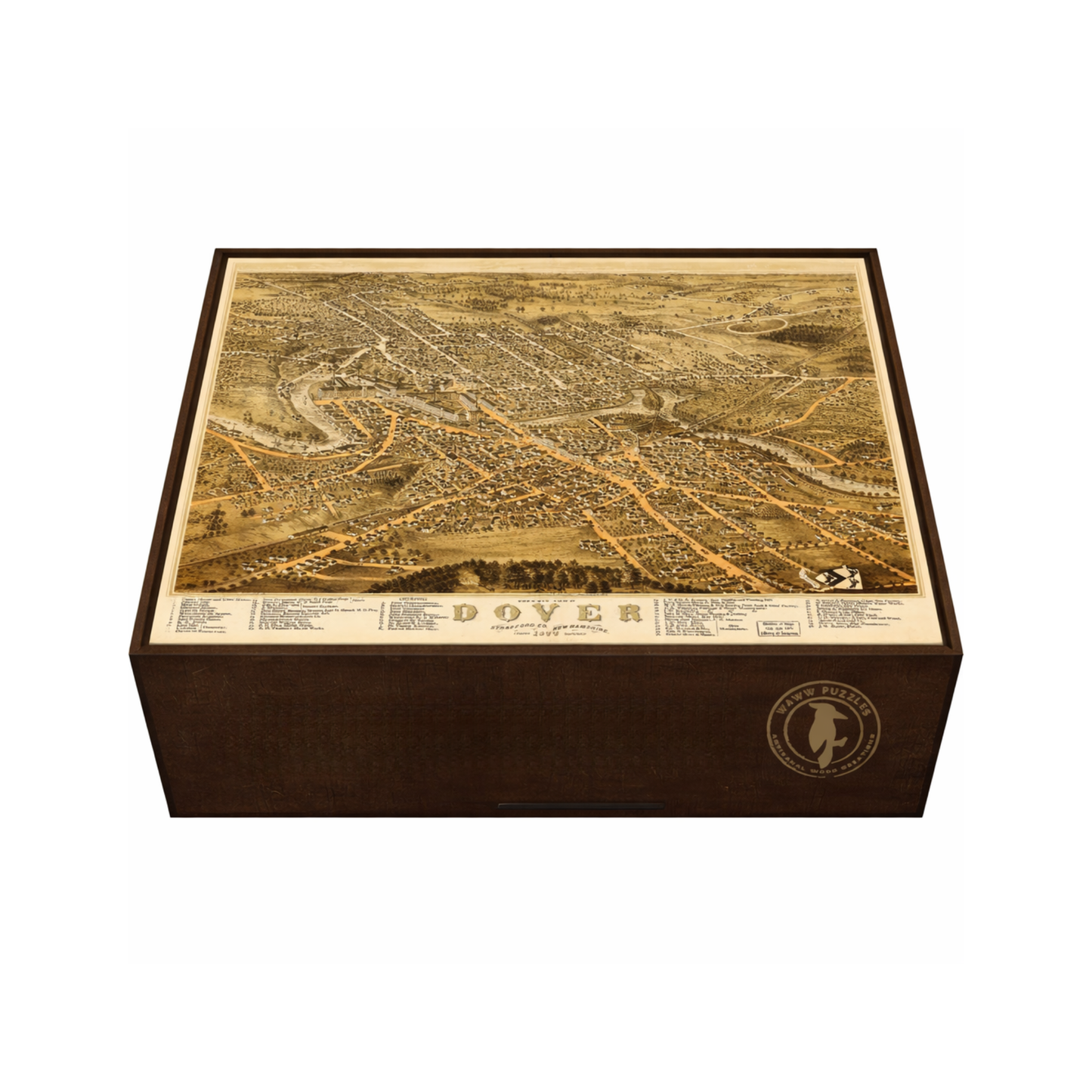 Dover New Hampshire Vintage Bird's Eye View -  Wooden Puzzle