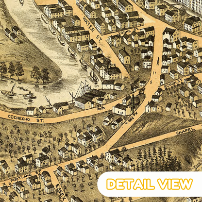 Dover New Hampshire Vintage Bird's Eye View -  Wooden Puzzle