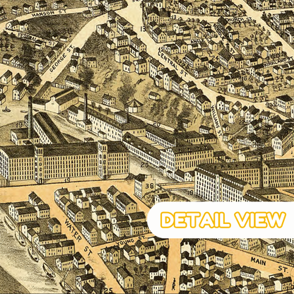 Dover New Hampshire Vintage Bird's Eye View -  Wooden Puzzle