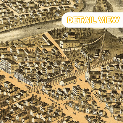 Dover New Hampshire Vintage Bird's Eye View -  Wooden Puzzle
