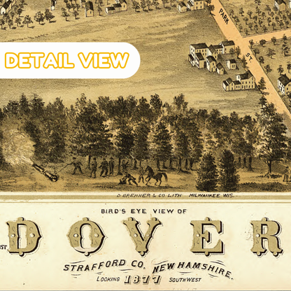 Dover New Hampshire Vintage Bird's Eye View -  Wooden Puzzle
