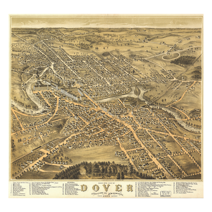 Dover New Hampshire Vintage Bird's Eye View -  Wooden Puzzle