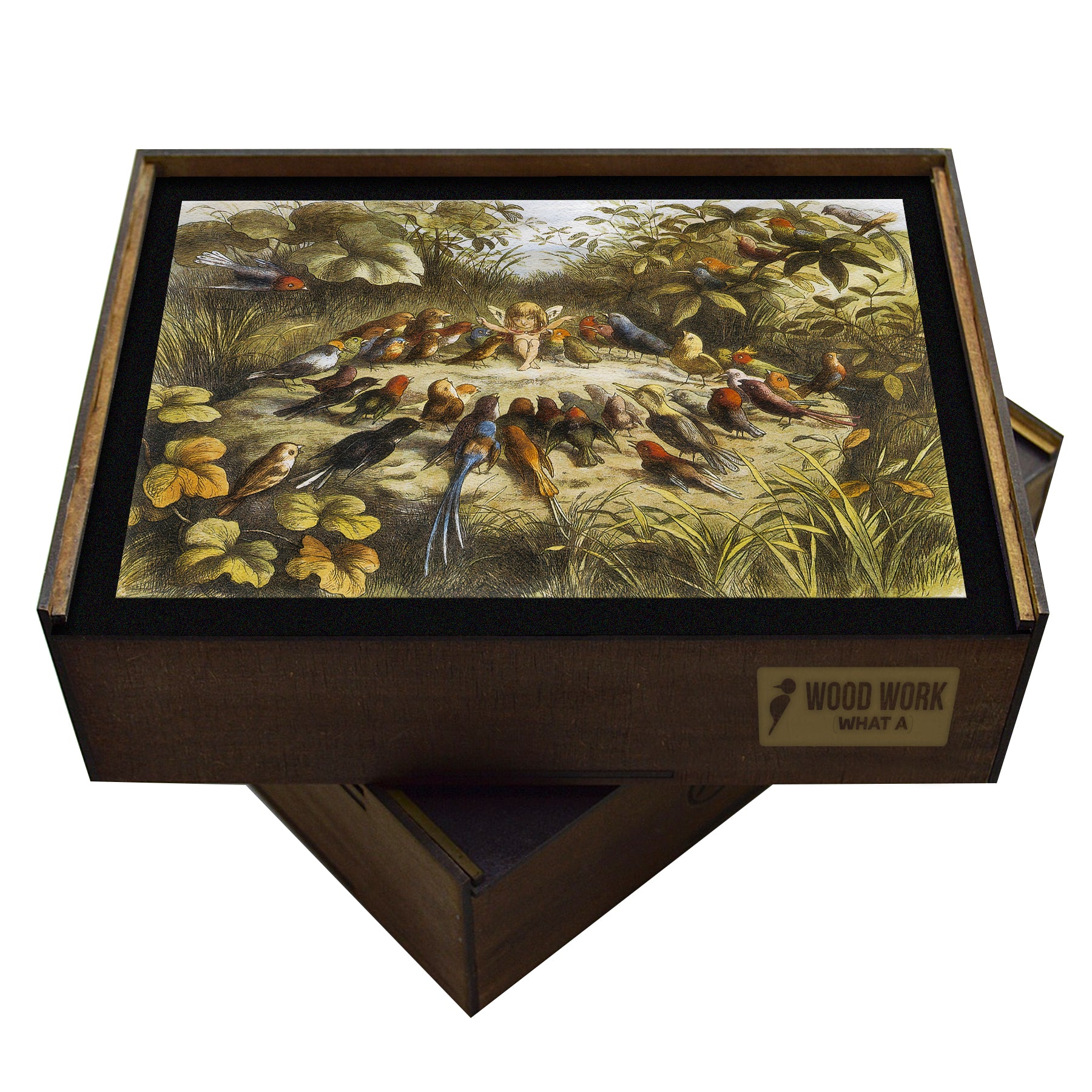 A beautifully detailed Victorian-era wooden jigsaw puzzle featuring Doyle’s Fairy Land, depicting Queen Mab surrounded by fairies, elves, and goblins in a lush, enchanted landscape. A must-have for fantasy and mythology lovers.