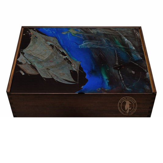 Elegant puzzle box showcasing Clarke’s Poe illustration in gothic Art Nouveau design