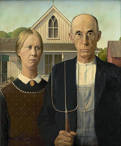 American Gothic by Grant Wood - Premium Wooden Puzzle