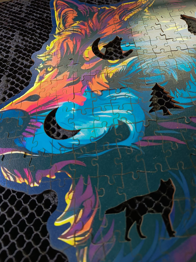 BLACK WOLF wooden jigsaw Puzzle | 23" Whimsies | Animal Totem