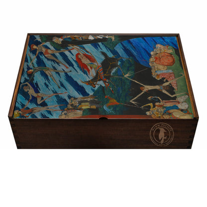 Puzzle box showcasing Harry Clarke's surreal art from Goethe's Faust