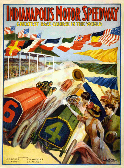 1909 Indy Race Poster by Otis - Premium Wooden Jigsaw